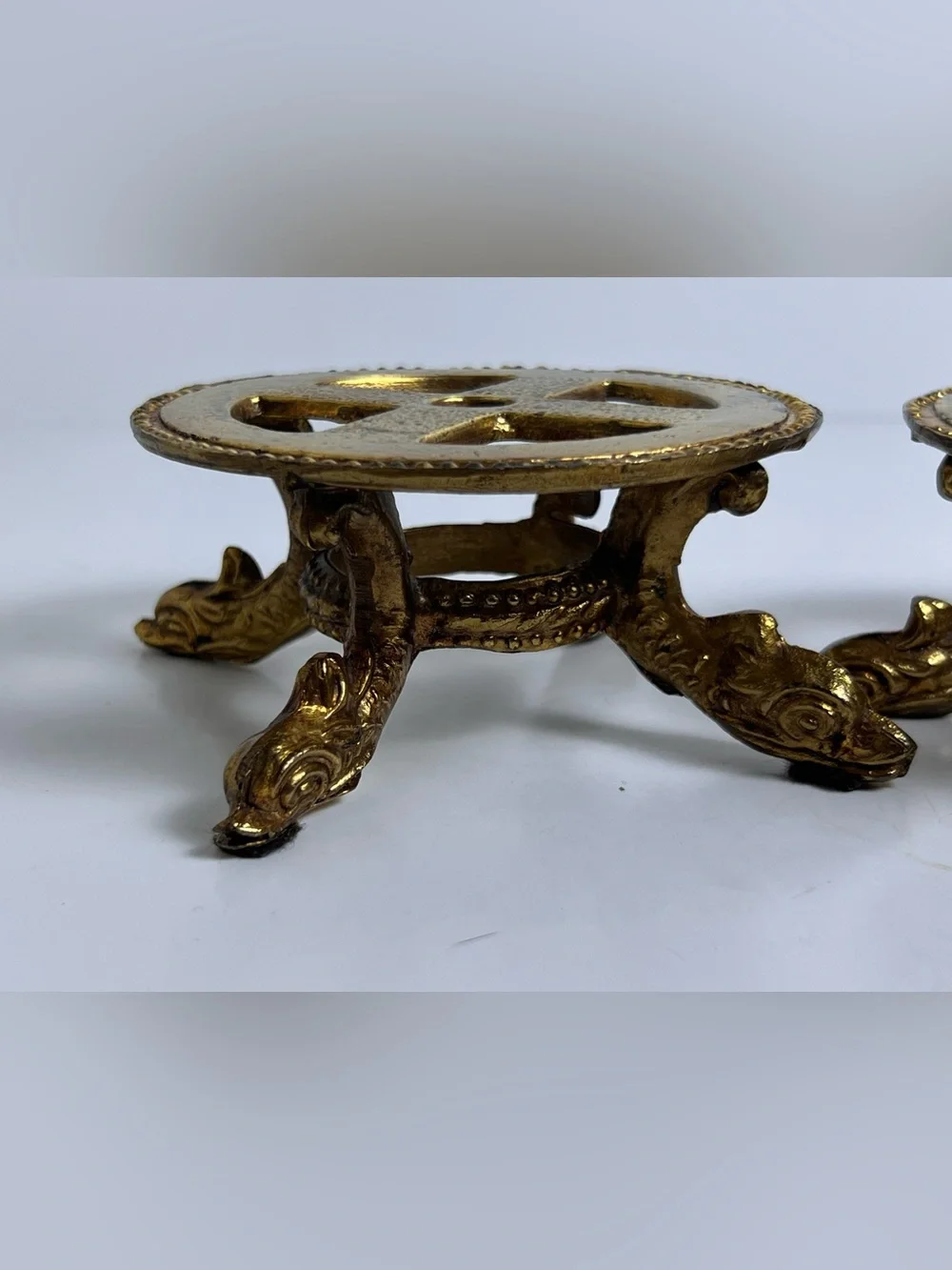 Lot of 2 VTG Cornell Brass Ornate Lamp Base Dragon Feet Theme - Picture 13 of 13